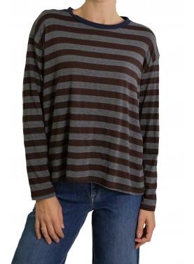 Maglia con contrasto di colore colletto a righe morbida 